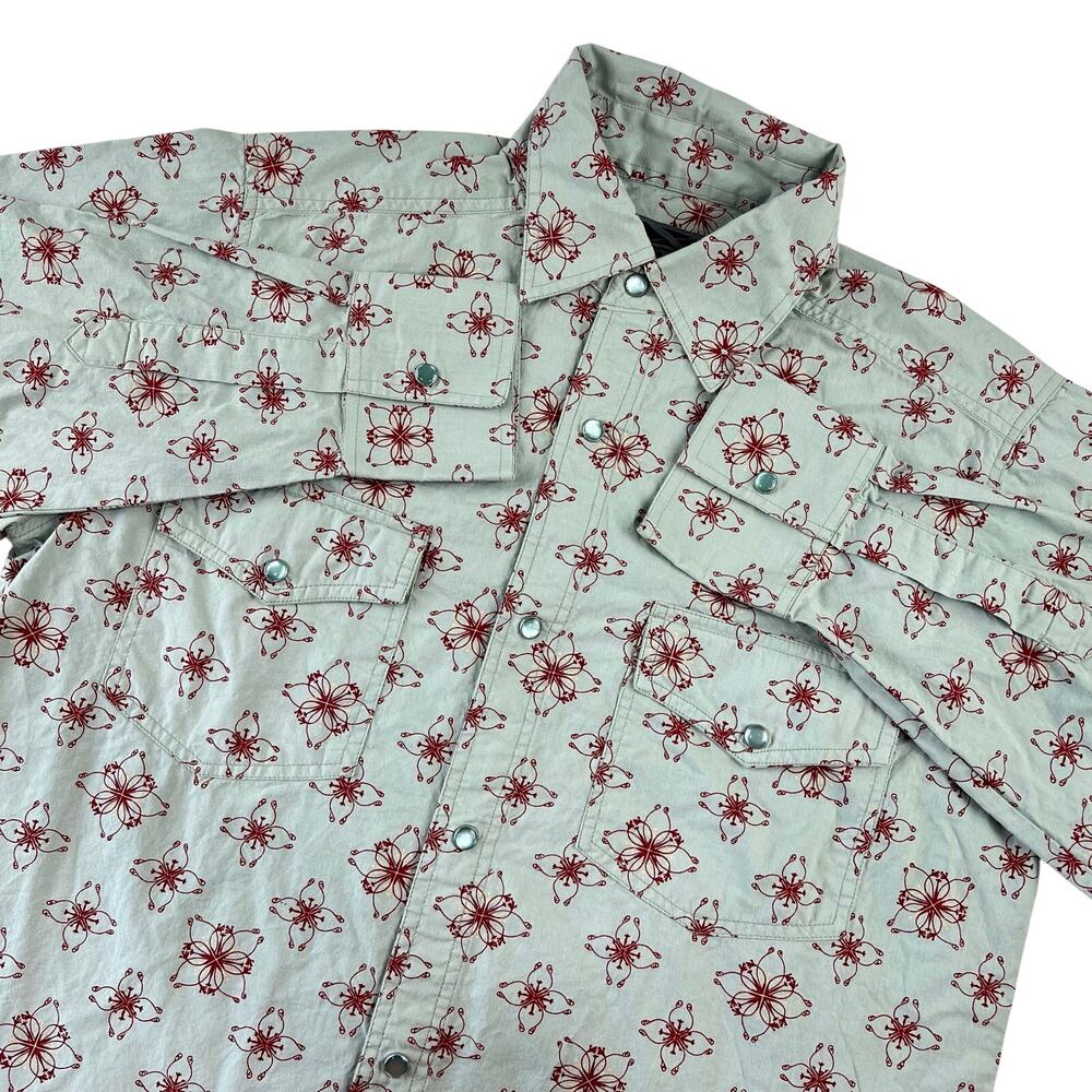 MBX Pearl Snap Western Men's Shirt Size Small Floral AOP Green red
